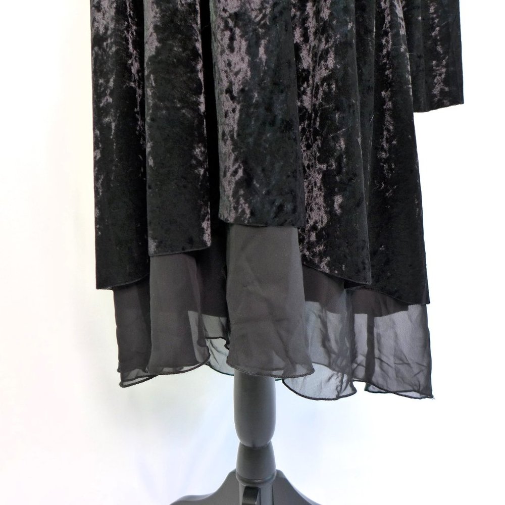 Black crushed Velour duster jacket with chiffon hem LARGE NorthStyle - Picture 2 of 4